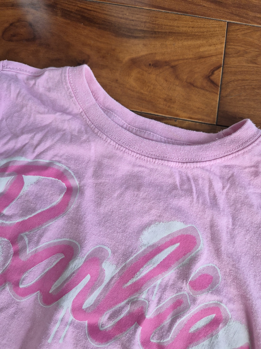Barbie Pink Graphic Cropped Tee | Custom Raw Hem Top (Fits XS) - Picture 7 of 16